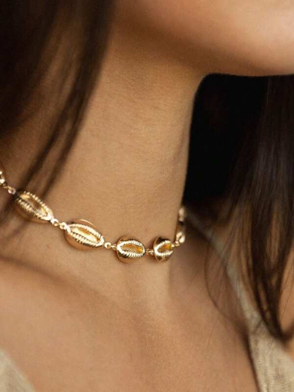 Choker Búzios Gargantilha Buzios Conchas Folheado