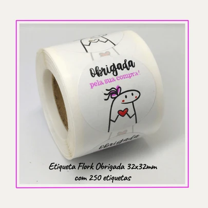 250 Etiquetas Adesivas Flork/ Bento Obrigada Pela Sua Compra