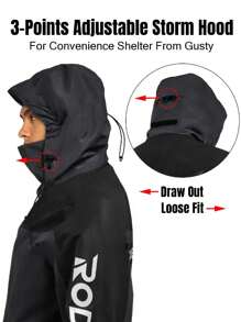 RODEEL Herren Wasserdichte Und Winddichte Jacke, Shell Jacke Windbreaker Mit Faltbarer Kapuze, Mantel Für Outdoor Camping Wandern Angeln Und Täglichen Gebrauch - Grau - Übersicht 4