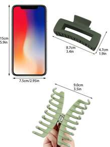 2 件/4 件配饰套装：1 件龙骨、1 件花朵、2 件 8.5 厘米方形绿色哑光多用途发夹，另加 2 件绿色方形色块发爪发夹发夹发夹发夹接发夹、沙滩配饰、爪夹秋冬发饰女士度假装扮女士 - 彩色 - 查看 5