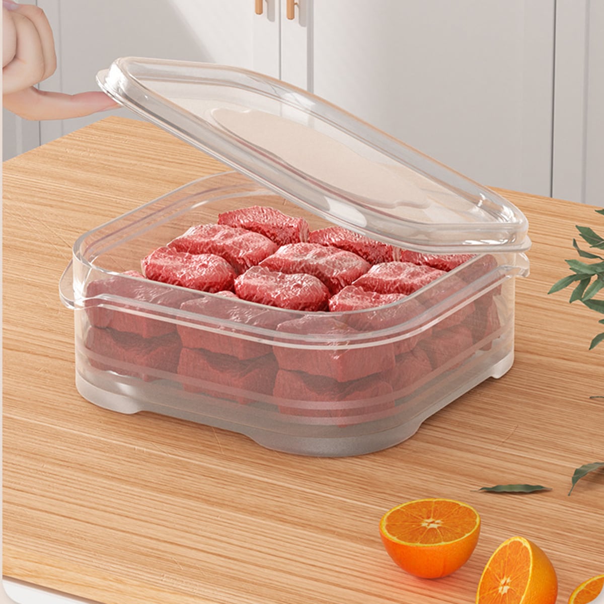 4pcs Refrigerator Meat Container Storage Box With Sealed Lid