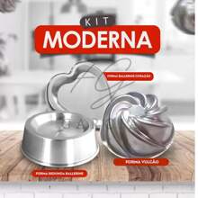 KIT MODERNA COM 3 ASSADEIRAS BOLO VULCÃO CORAÇÃO BALLERINE E BOLO REDONDO BALLERINE EM ALUMÍNIO