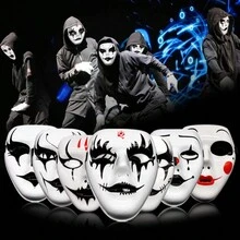 Street 1pc Men Flame Pattern Fashion Costume Face Shield, For Party - Multicolor - View 7