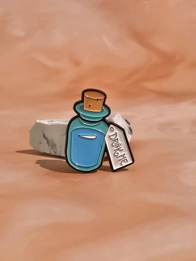 1pc Drink Me Magic Potion Brooch, Cartoon Animal Badge For Clothes, Backpack, Fashion Jewelry Suitable For Daily Wear For Both Men And Women