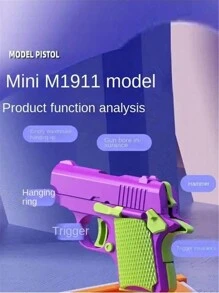 1入迷你紅蘿蔔玩具槍1911款式3D印刷重力紅蘿蔔槍刀玩具減壓手槍 - 粉色 - 查看 4