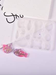 1 pieza Molde de silicona con 11 agujeros para hacer etiquetas de mascotas con resina epoxi, molde de silicona decorativo con forma de pez y hueso de perro para hacer colgantes anti-pérdida y otros colgantes - Blanco - Ver 7
