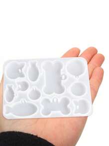 1 pieza Molde de silicona con 11 agujeros para hacer etiquetas de mascotas con resina epoxi, molde de silicona decorativo con forma de pez y hueso de perro para hacer colgantes anti-pérdida y otros colgantes - Blanco - Ver 3