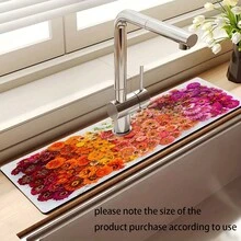 1pc Coral Design Sink Faucet Water Absorption Drain Mat Mat Silicon Mud For Kitchen/Bathroom Basin Decoration - Multicolor - View 3