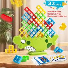 32 PCS Balance Stacking Games, High Intellectual Building Blocks For Children Desktop Game, Swing Stack Balance Building Blocks Toy, Interactive STEM Toy For Kids And Adults, Random Color - Yellow - View 1
