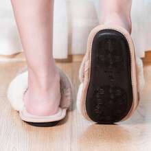 Women's Slippers Cross Band Soft Plush Furry Open Toe House Shoes Indoor Warm Comfy Cozy Bedroom Flats Slide - 卡其白色 - 查看 7