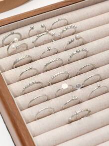 Set Di 22 Anelli Alla Moda, Eleganti Anelli Geometrici Decorati Con Perle Di Plastica E Strass, Perfetti Per L'uso Quotidiano Delle Donne