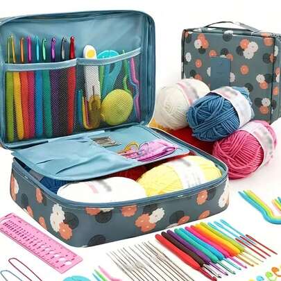 1 Túi Đan Dung Tích Lớn Túi Tote Túi Lưu Trữ Sợi Để Bảo Quản Đồ dệt kim, móc, kim đan và các dụng cụ may vá và tự làm khác Quà tặng Halloween, Quà tặng năm mới, Quà tặng Giáng sinh, Quà tặng cho Mẹ, Quà tặng cho Vợ
