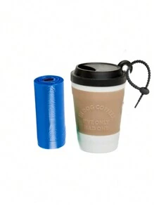 1 Set Creative Coffee Cup-Shaped Pet Waste Bag Dispenser Portable Pet Garbage Bag Storage Container - 咖啡棕 - 查看 4