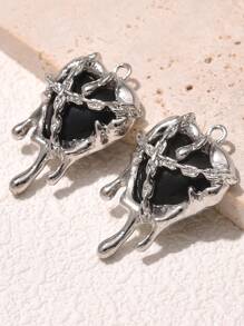 5pcs Punk Style Metal Lock Chain Liquid Heart Shaped Pendant, Suitable For DIY Bracelets, Necklaces, Earrings Accessories For Women