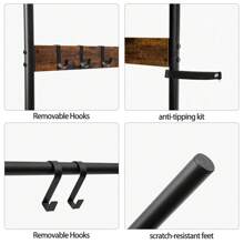 HOOBRO Towel Rack, Blanket Ladder, Leaning Ladder Rack, Bathroom Towel Rack, With 5 Crossbars And 5 Hooks, Strong Storage Function, Metal Frame, Stable, Industrial, Rustic Brown And Black - Brown - View 5