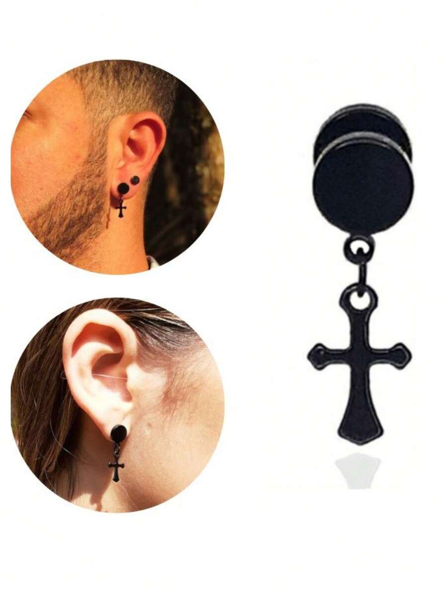 Men's Earrings - 黑色 - 查看 1