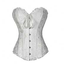 Corset Victoriano Al Busto 12 Varillas Y 6 Corchetes Abdomen,Negro, blanco, corsé palacio, adelgazante. - Blanco - Ver 3