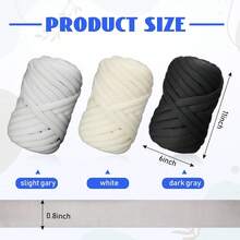 1入組手編毛毯枕頭毛線DIY，粗毛線手臂編織，適用於袋子的柔軟毛線，手工毛毯專用厚毛線，枕頭DIY家居裝飾 - 白色 - 查看 2
