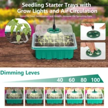 Seed Starter Tray With Grow Light, 5 Pack Plant Germination Kit With Timer Setting & 5 Dimmable Levels, Humidity Adjustable Greenhouse Trays With Domes For Seeds Growing Starting - màu xanh lá - Xem 3