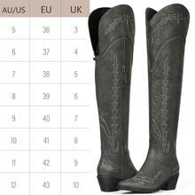 Women's Over-The-Knee Cowboy Boots-Western Thigh High Boots-Knee High Cowgirl Wide Calf Boots With Slide Zipper - màu đen - Xem 5