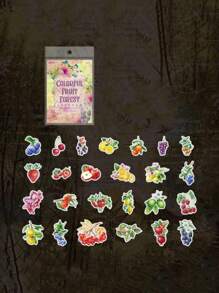 CANDY POETRY 1 包 50 張水果主題日記貼紙,diy 裝飾拼貼材料,適合手工藝、節日禮物、創意剪貼簿 - 紅色 - 查看 10