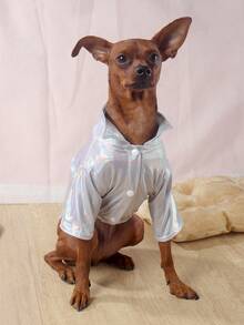 1件聚酯纖維的襯衫,可以按扭收緊,適用於小型犬種穿著,如泰迪熊犬等,四季均適用,室內室外均可 - 彩色 - 查看 7