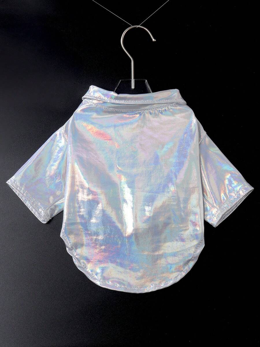 1件聚酯纖維的襯衫,可以按扭收緊,適用於小型犬種穿著,如泰迪熊犬等,四季均適用,室內室外均可 - 彩色 - 查看 1