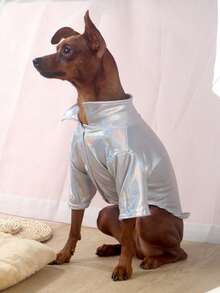 1件聚酯纖維的襯衫,可以按扭收緊,適用於小型犬種穿著,如泰迪熊犬等,四季均適用,室內室外均可 - 彩色 - 查看 4