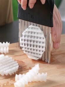 1 Miếng Thép không gỉ Dợn sóng Khoai tây Dao / Tiếng Pháp Máy cắt lát / Bữa ăn nhẹ Cắt Công cụ - màu đen - Xem 3