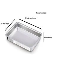 Kit 3 Assadeira Extra Retangular Para Bolo Alumínio Polido Profissional IF 35