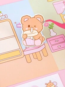 1盒由nini's Story設計的卡通安靜女孩主題貼紙,可用於diy情景貼紙書,不需剪切,手工製作專用 - 彩色 - 查看 9