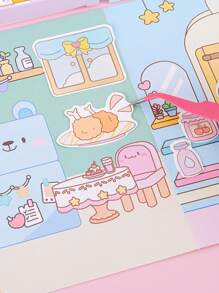 1盒由nini's Story設計的卡通安靜女孩主題貼紙,可用於diy情景貼紙書,不需剪切,手工製作專用 - 彩色 - 查看 10