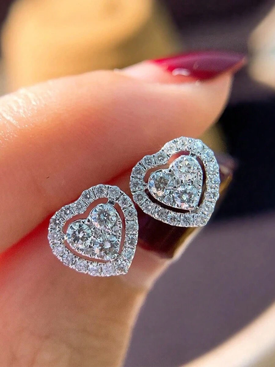 1對精美鎖骨耳釘s925純銀優雅珠寶,適合女性生日禮物,友誼禮物 - 銀色 - 查看 1