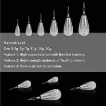 1pc Fishing Weight Lead Sinker With Swivel For Free Fishing, Bullet Shaped - Silver - View 4