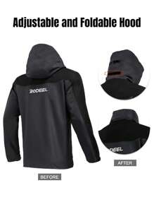 RODEEL Herren Wasserdichte Und Winddichte Jacke, Shell Jacke Windbreaker Mit Faltbarer Kapuze, Mantel Für Outdoor Camping Wandern Angeln Und Täglichen Gebrauch - Grau - Übersicht 3