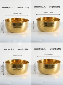 1 件韓式不鏽鋼沙拉碗金/銀,大號家用水果碗,螺螄麵碗,創意餐具,雪盤,雪盤1.5 公升/2.0 公升/2.5 公升/3.0 公升16 公分/18 公分/20 公分/22公分 - 金色 - 查看 3