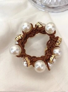 Elegante coletero de imitación de perla para mujeres, coletero simple y con estilo, elástico de estilo coreano para cola de caballo, accesorio para el cabello y pelo - Multicolor - Ver 12