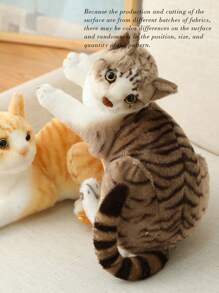 1入組25cm真實般的暹羅貓/灰貓/橘貓絨毛玩具填充式模擬動物娃娃,寵物玩具送給兒童和嬰兒的禮物 - 深灰色 - 查看 5