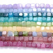 1 Strand 8x8mm Natural Stone Crystal Apatite Tourmaline Aquamarines Morganite Beads For Jewelry Making DIY Bracelet Necklace Accessories