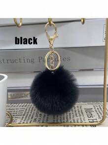 1pc Plush Pom Keychain Cute Soft Key Chain Ring Purse Bag Backpack Charm Car Pendant Earbud Case Cover Accessories Women Girls Gift Plush Keychain - Multicolor - View 2