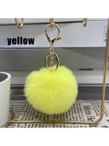 1pc Plush Pom Keychain Cute Soft Key Chain Ring Purse Bag Backpack Charm Car Pendant Earbud Case Cover Accessories Women Girls Gift Plush Keychain - Multicolor - View 6