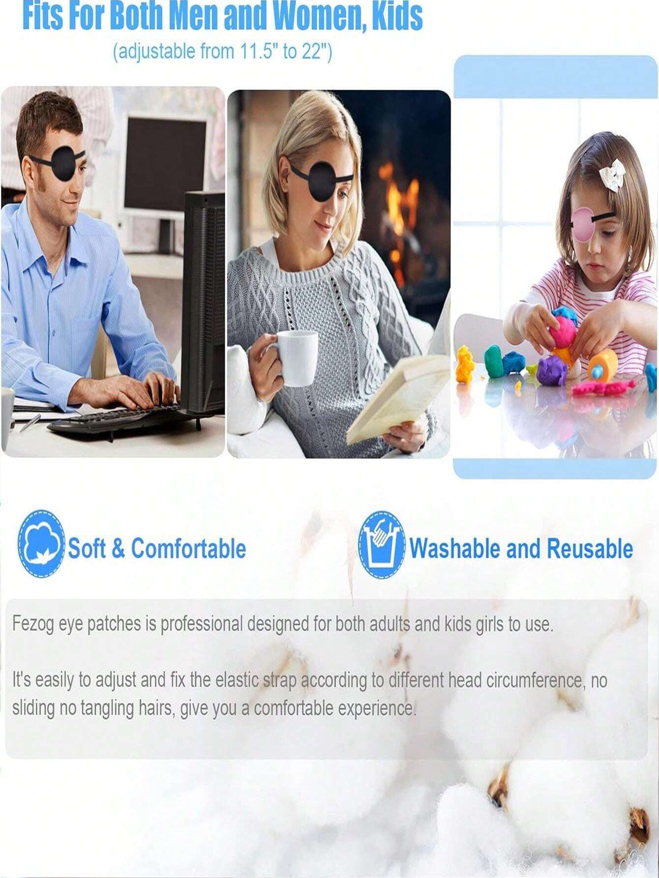 2PCS Eye Patches, Soft Medical Eye Patch Adjustable