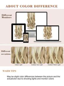 nimoki 夾式假髮,長彈力捲髮20英寸,4片合一組,女性用合成纖維假髮（金色） - 彩色 - 查看 4