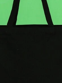 黑色购物袋休闲单肩手提袋，适合购物、学校使用的手提袋 - 黑色 - 查看 6