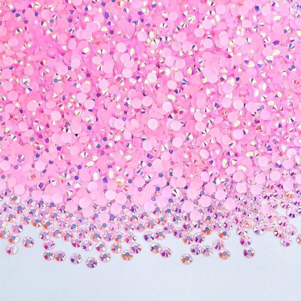 1100Pcs/2100Pcs Light Pink AB Flat Back Resin Rhinestones Beads, 2mm 3mm 4mm 5mm 6mm Non-Hotfix Flatback Round Jelly Resin Rhinestones For DIY Jewelry Craft, Nail Art Decoration, Face Makeup, Making Accessories, Shoes, Clothes, Bags Nail Charms Nail Gems Nail Supplies