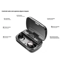 M10 Fone Bluetooth 5.1 Fone De Ouvido Sem Fio Esportes Display LED Fone Bluetooth TWS Toque Redução De Ruído À Prova D'água - Preto - Visão 4