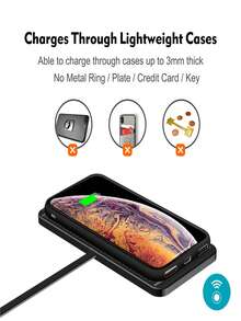 15W汽車無線充電器矽膠軟墊托架底座，可兼容iPhone 13 12 11 X三星小米，快速無線充電站 - 黑色 - 查看 6