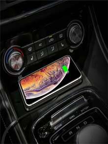 15W汽車無線充電器矽膠軟墊托架底座，可兼容iPhone 13 12 11 X三星小米，快速無線充電站 - 黑色 - 查看 3