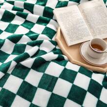 Checkered Blanket Flannel Throw Blankets Soft Cozy Checkered Grid Print Chessboard Gingham Pattern Blankets For Bed Sofa Couch For All Seasons - Green - View 5