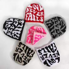 1pc Men's Jacquard Knit Fails Letter Beanie Hat, Fashionable Unisex Outdoor Streetwear Casual Lightweight Headgear For Autumn/Winter - Multicolor - View 2